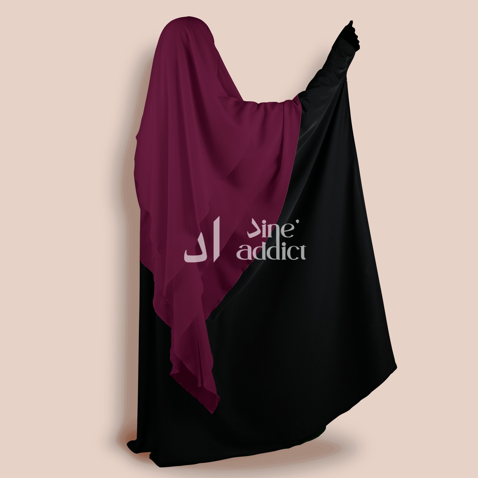 Khimar Mousseline 3 Voiles Bordeaux – Élégance et Confort au Quotidien