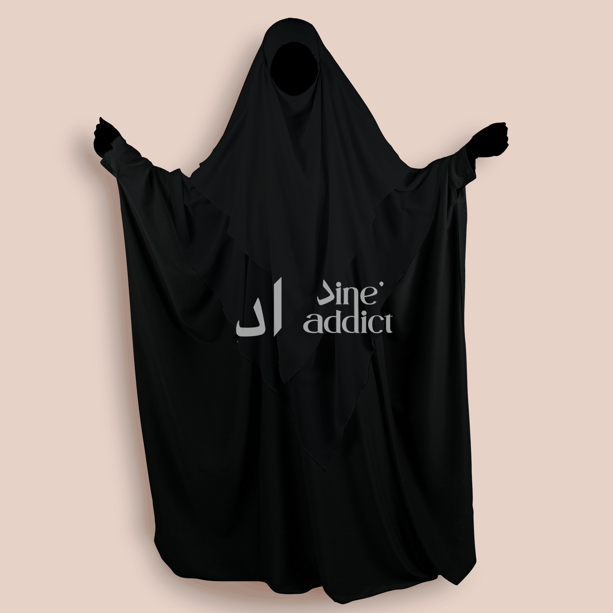 Khimar Mousseline 3 Voiles Noir – Élégance et Confort au Quotidien