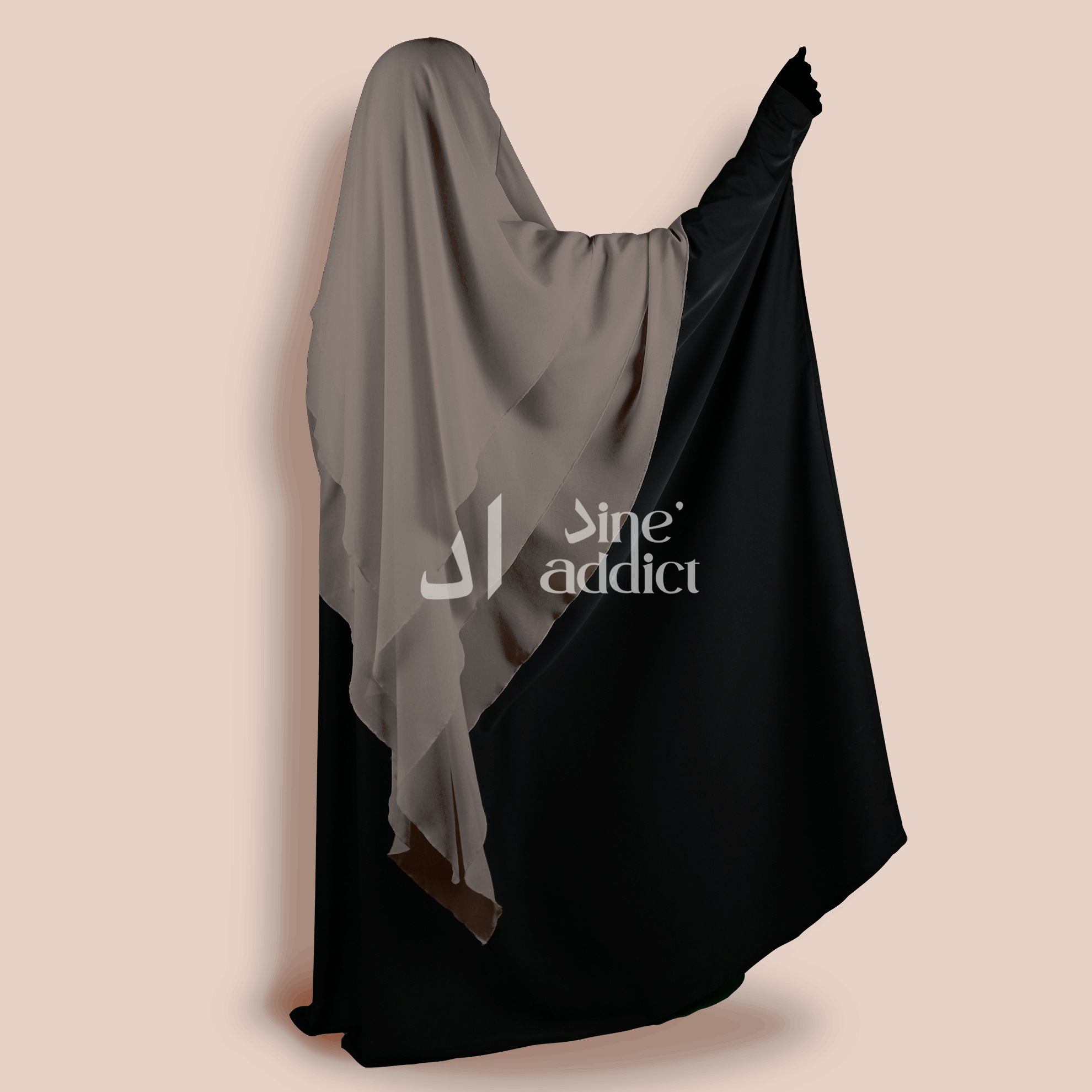Khimar mousline 3 voiles Taupe