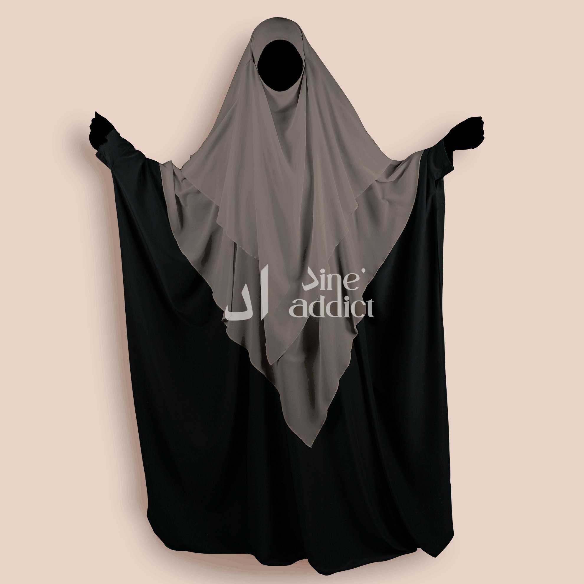 Khimar mousline 3 voiles Taupe
