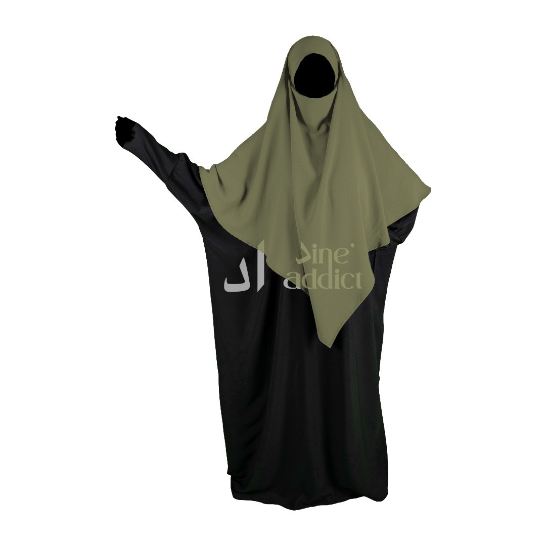 Khimar jazz kaki – vue de face – DineAddict