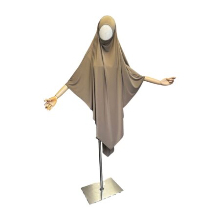 Khimar jersey premium, long couleur taupe