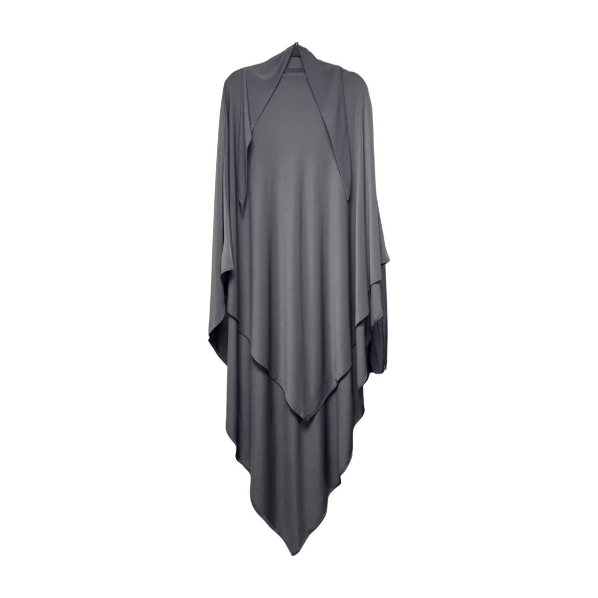 Khimar jersey premium long gris anthracite