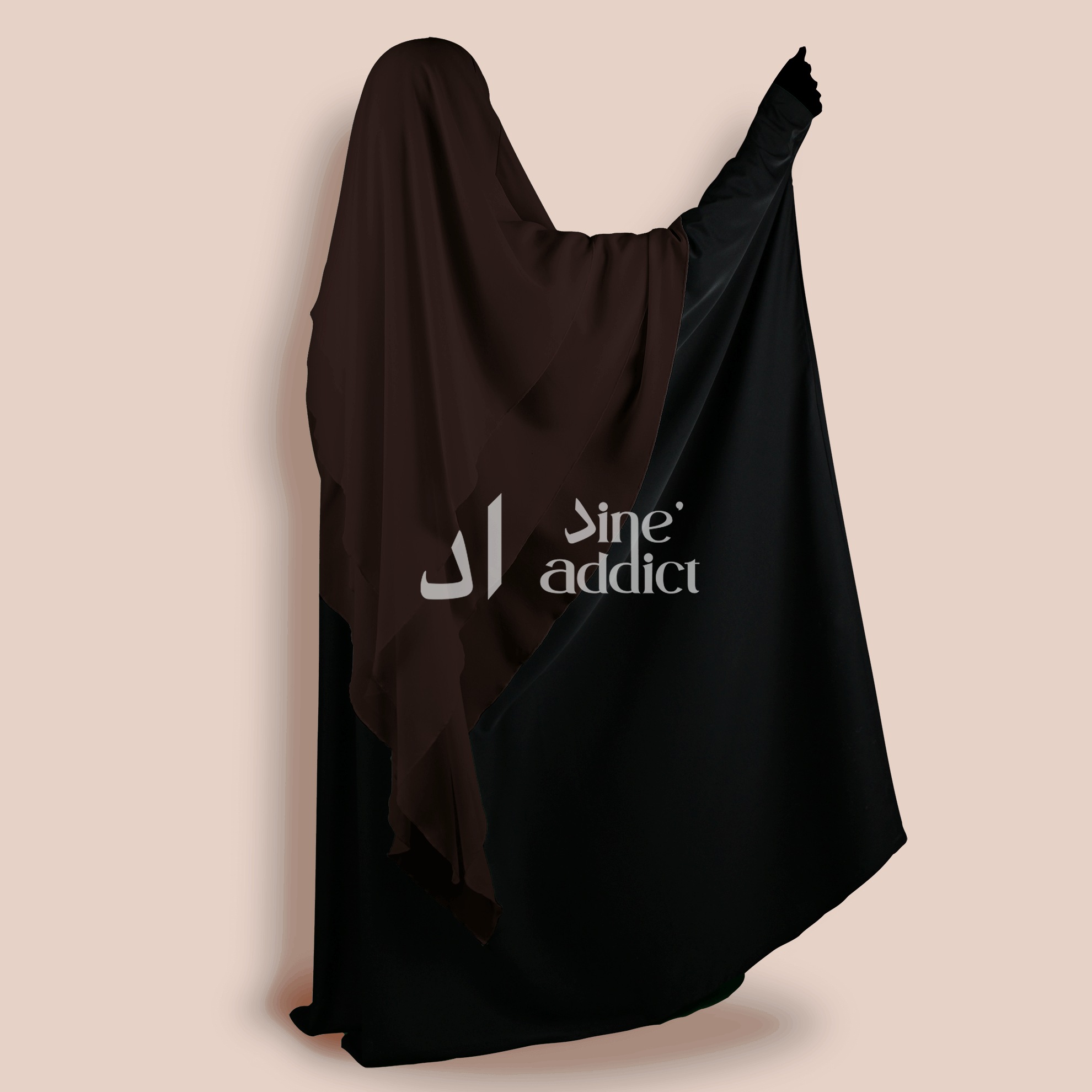 Khimar Mousseline 3 Voiles Marron – Élégance et Confort au Quotidien