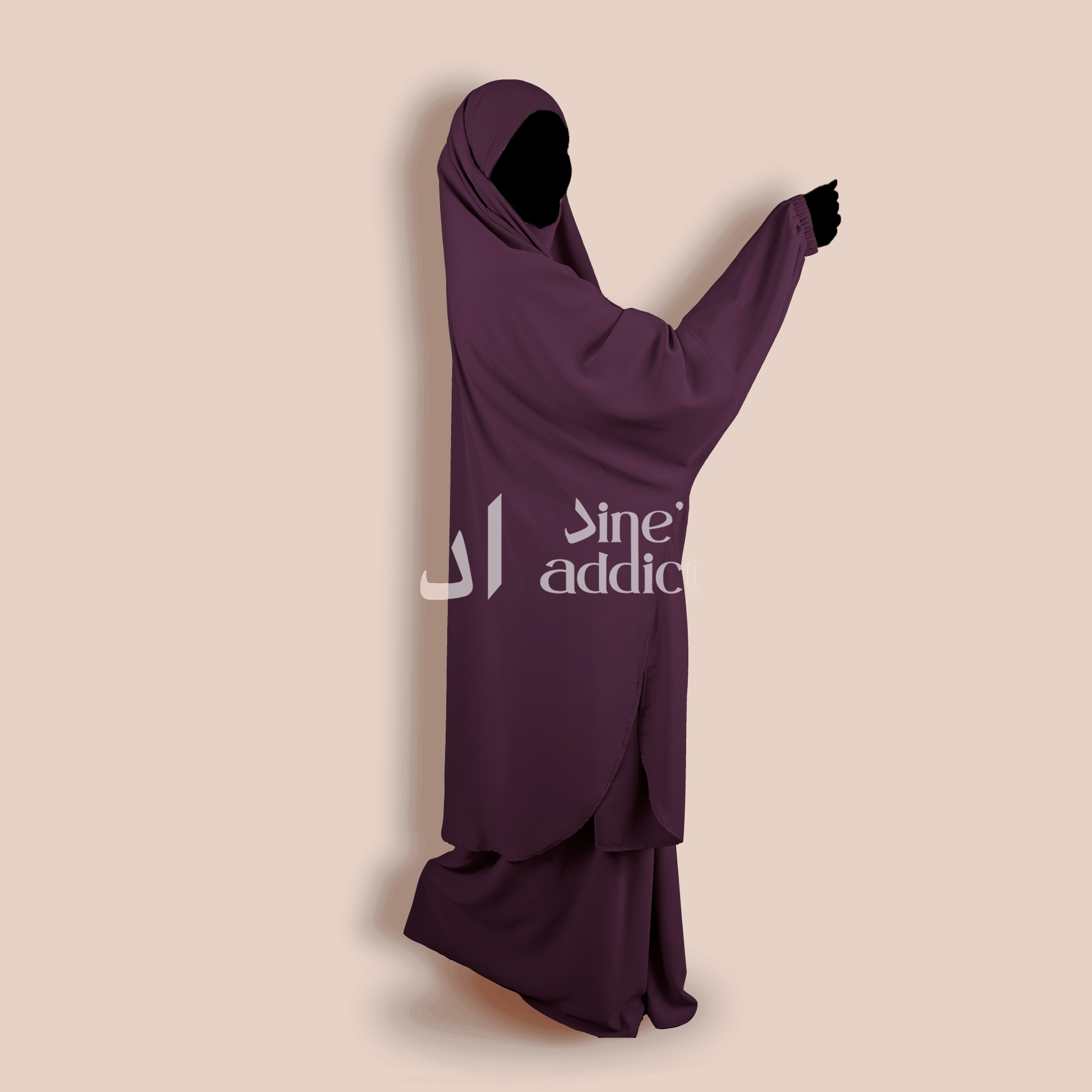 Jilbeb Soie de Médine Prune – 2 Pièces