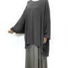 Tunique ample à poches gris foncé portée sur mannequin