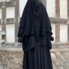 Tunique ample à poches noir, vue de face, manches élastiques
