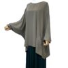 Tunique ample à poches olive portée sur mannequin